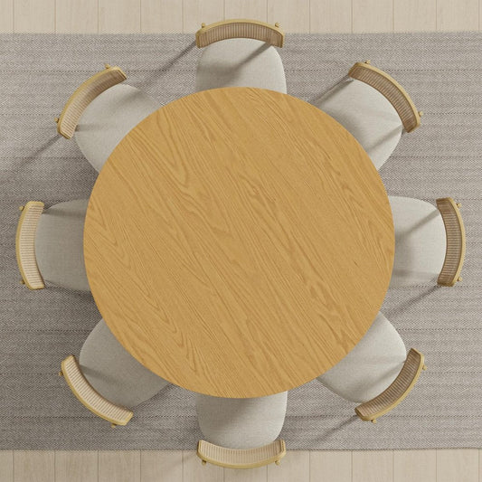 59" Natural Solid Wood Round Top Dining Table HomeRoots