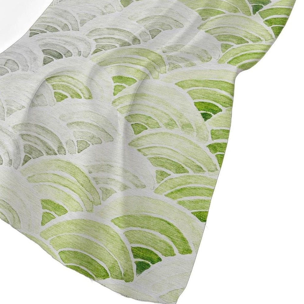 50" X 70" Green Ivory And Gray Coastal Seashell Polyester Woven Plush Throw Blanket HomeRoots