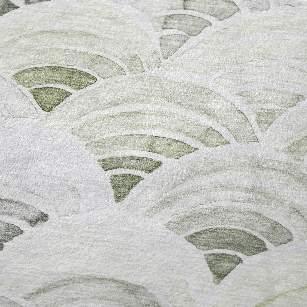 50" X 70" Green Ivory And Gray Coastal Seashell Polyester Woven Plush Throw Blanket HomeRoots