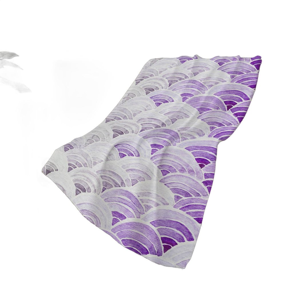50" X 70" Purple And Ivory Coastal Seashell Polyester Woven Plush Throw Blanket HomeRoots