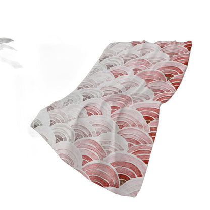 50" X 70" Red And Ivory Coastal Seashell Polyester Woven Plush Throw Blanket HomeRoots
