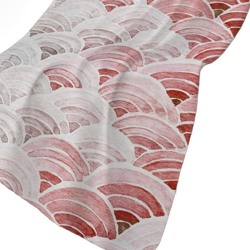 50" X 70" Red And Ivory Coastal Seashell Polyester Woven Plush Throw Blanket HomeRoots