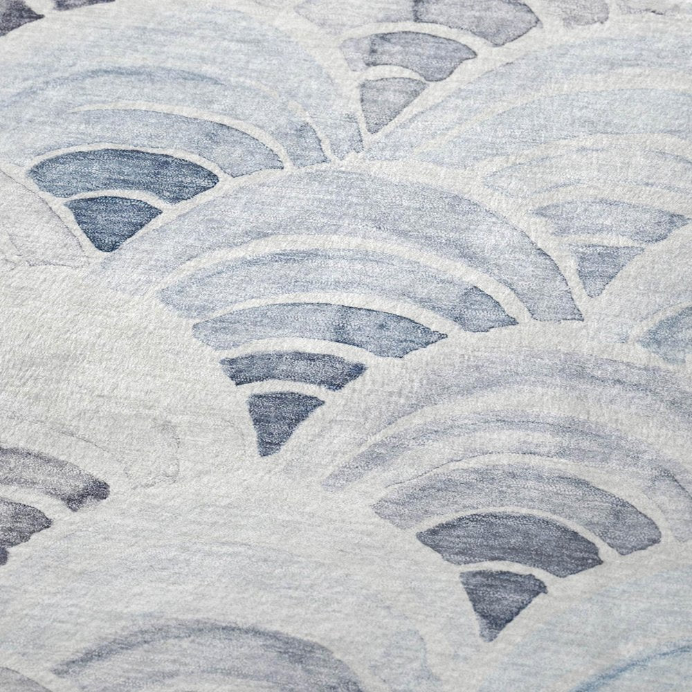 50" X 70" Blue And Ivory Microfiber Coastal Seashell Plush Throw Blanket HomeRoots
