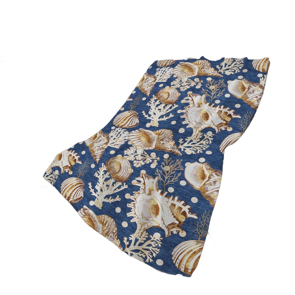 50" X 70" Blue Brown And Ivory Animal Print Polyester Woven Plush Throw Blanket HomeRoots