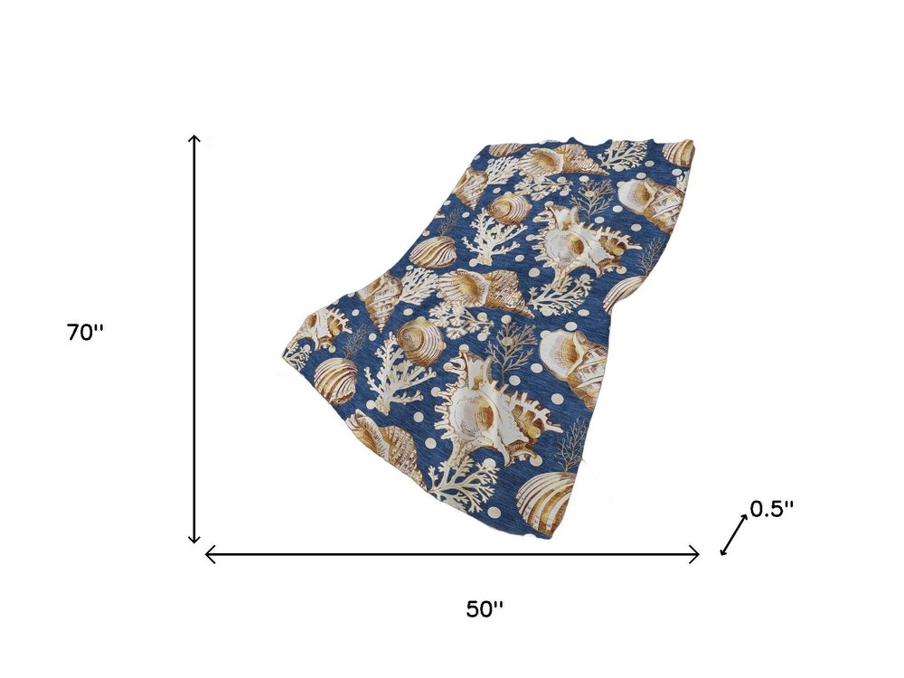 50" X 70" Blue Brown And Ivory Animal Print Polyester Woven Plush Throw Blanket HomeRoots
