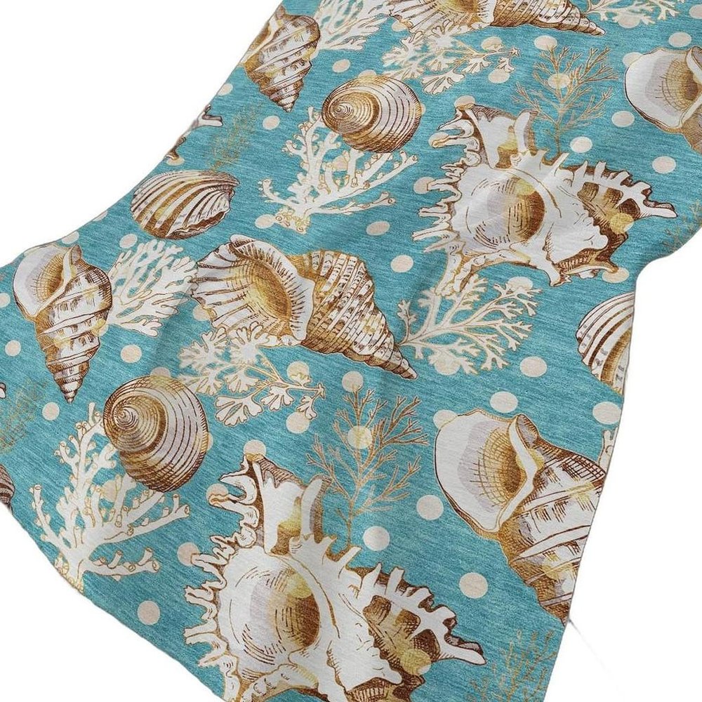 50" X 70" Aqua Brown And Ivory Animal Print Polyester Woven Plush Throw Blanket HomeRoots