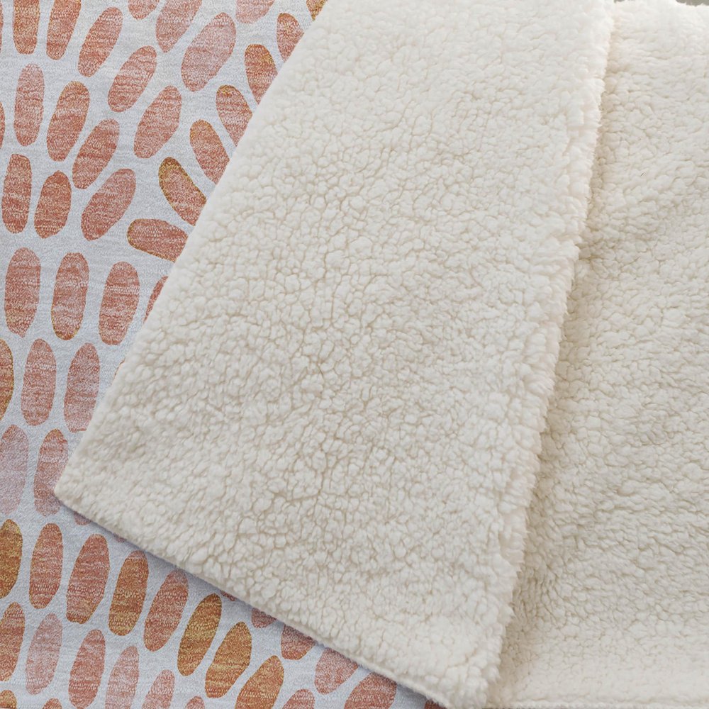 50" X 70" Peach And Ivory Microfiber Abstract Plush Throw Blanket HomeRoots