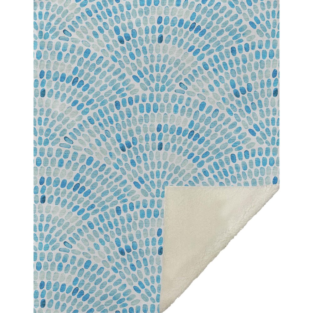 50" X 70" Aqua And Ivory Microfiber Abstract Plush Throw Blanket HomeRoots