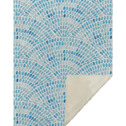 50" X 70" Aqua And Ivory Microfiber Abstract Plush Throw Blanket HomeRoots