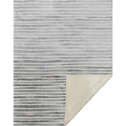 50" X 70" Gray And Ivory Microfiber Striped Plush Throw Blanket HomeRoots