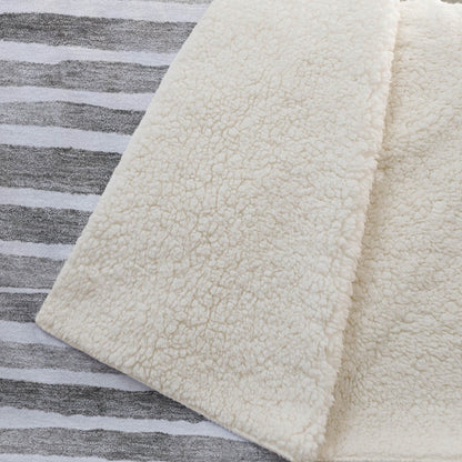 50" X 70" Gray And Ivory Microfiber Striped Plush Throw Blanket HomeRoots