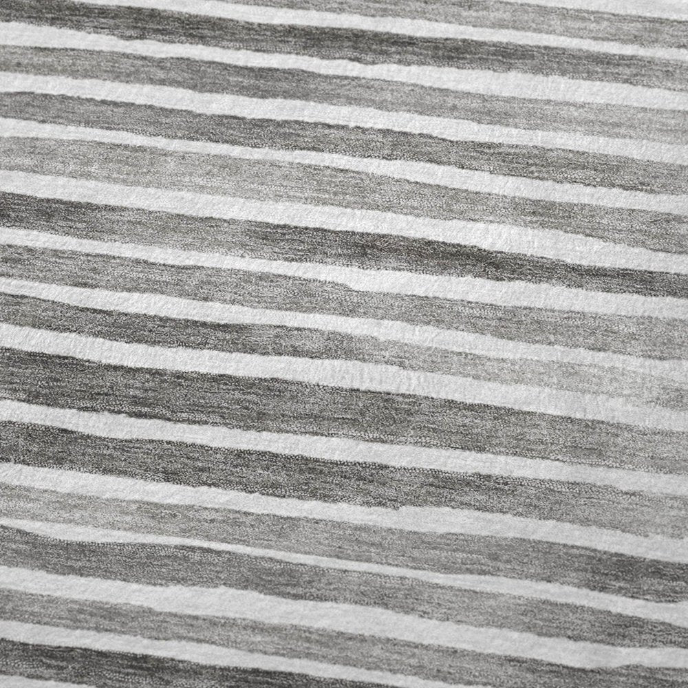 50" X 70" Gray And Ivory Microfiber Striped Plush Throw Blanket HomeRoots