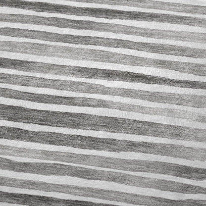 50" X 70" Gray And Ivory Microfiber Striped Plush Throw Blanket HomeRoots
