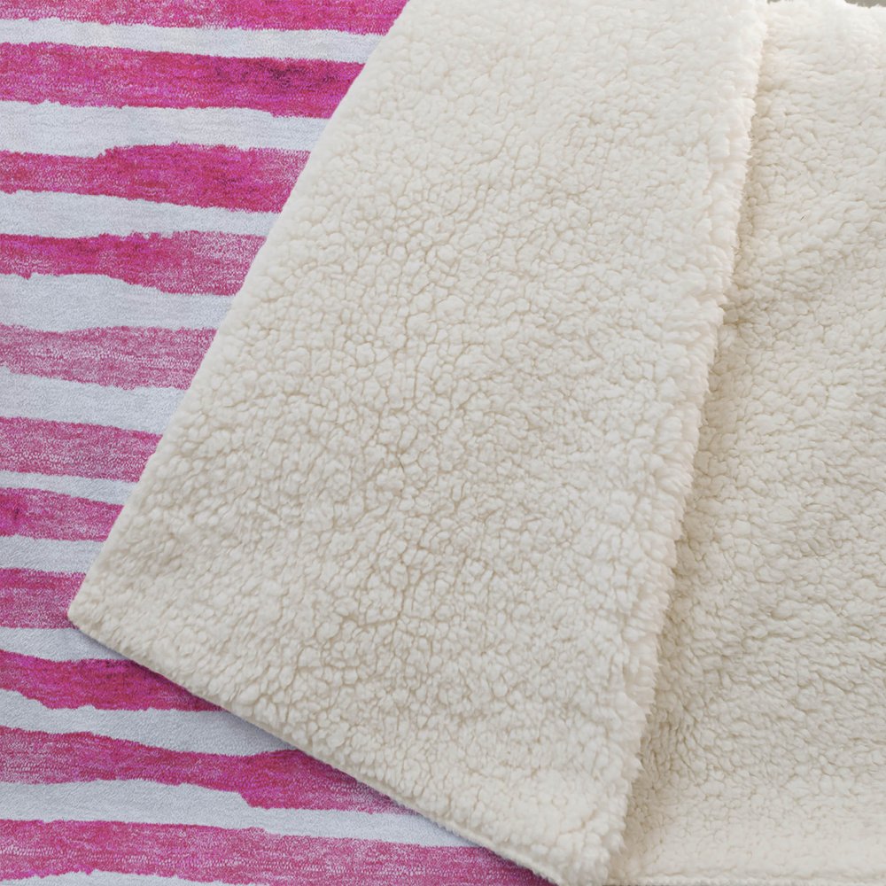 50" X 70" Pink And Ivory Microfiber Striped Plush Throw Blanket HomeRoots