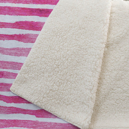 50" X 70" Pink And Ivory Microfiber Striped Plush Throw Blanket HomeRoots