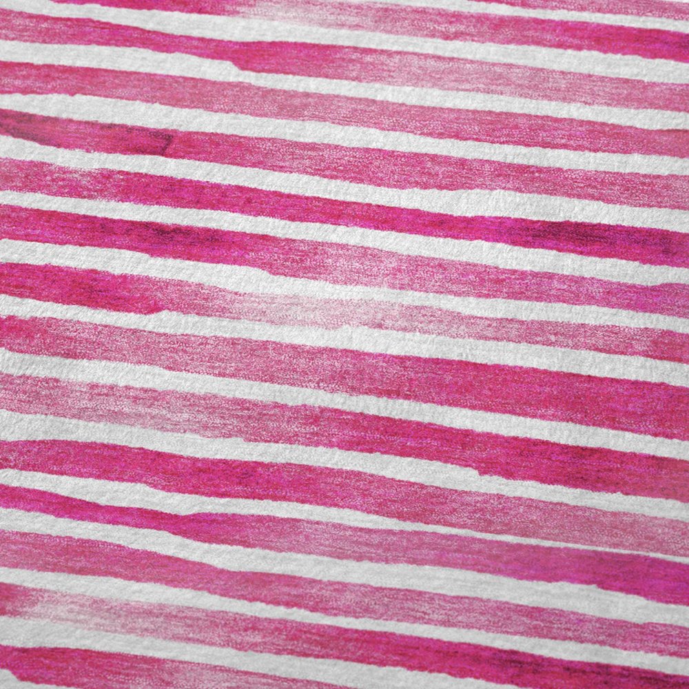 50" X 70" Pink And Ivory Microfiber Striped Plush Throw Blanket HomeRoots