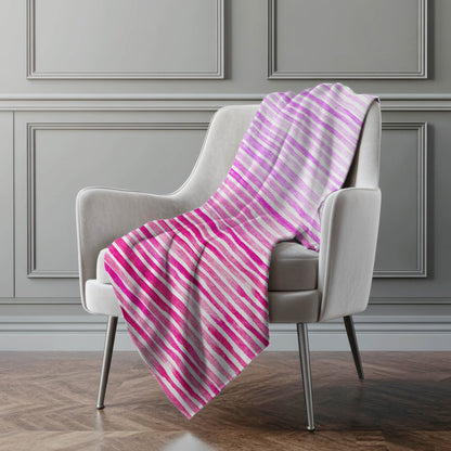 50" X 70" Pink And Ivory Microfiber Striped Plush Throw Blanket HomeRoots