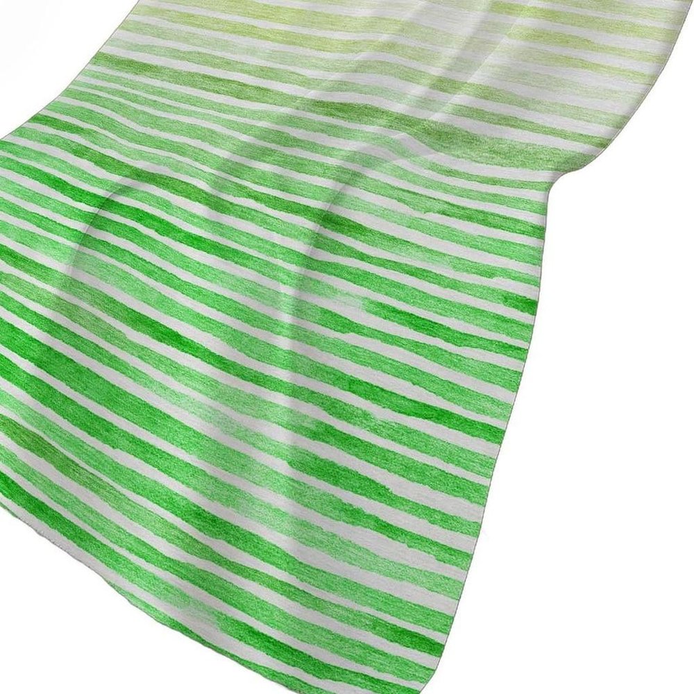 50" X 70" Green And Ivory Striped Polyester Woven Plush Throw Blanket HomeRoots