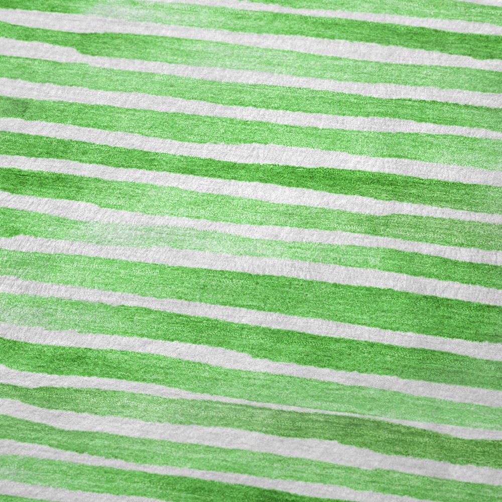 50" X 70" Green And Ivory Striped Polyester Woven Plush Throw Blanket HomeRoots