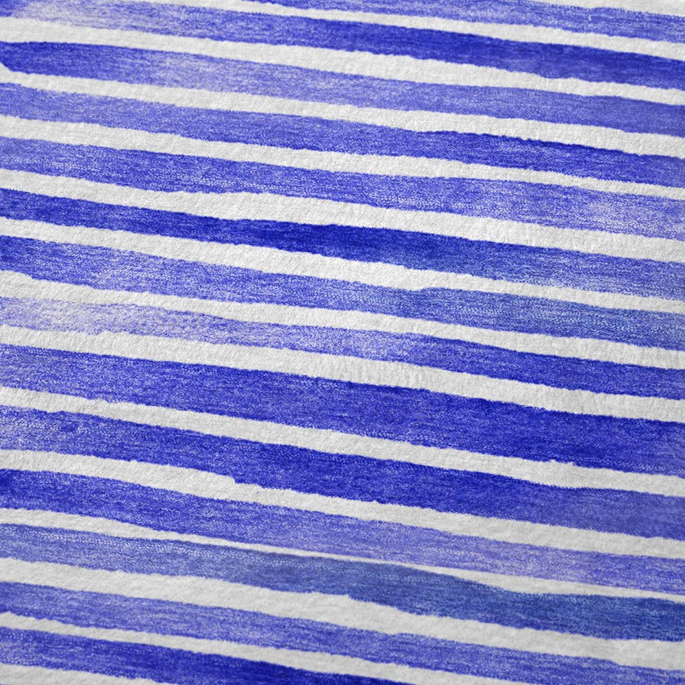 50" X 70" Blue And Ivory Striped Polyester Woven Plush Throw Blanket HomeRoots