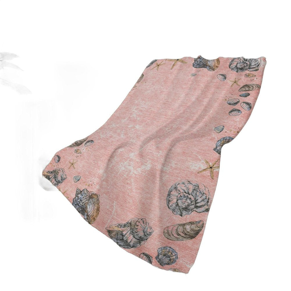 50" X 70" Peach Ivory And Chocolate Animal Print Plush Throw Blanket HomeRoots