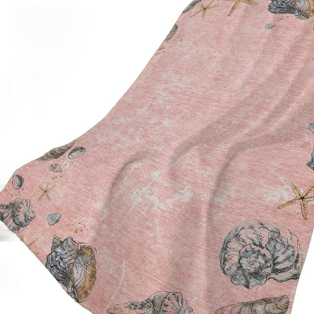 50" X 70" Peach Ivory And Chocolate Animal Print Plush Throw Blanket HomeRoots