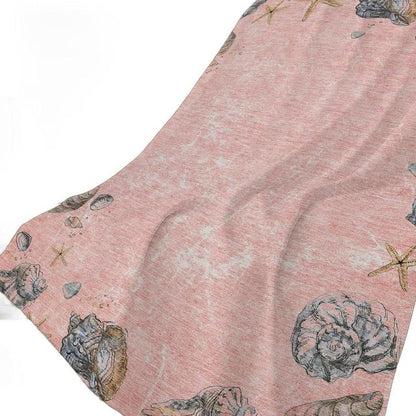 50" X 70" Peach Ivory And Chocolate Animal Print Plush Throw Blanket HomeRoots