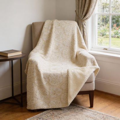 50" X 70" Sand And Ivory Microfiber Animal Print Plush Throw Blanket HomeRoots