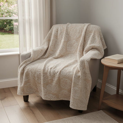 50" X 70" Beige Sand Dollar Microfiber Plush Throw Blanket HomeRoots