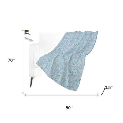 50" X 70" Blue And Sky Blue Animal Print Polyester Woven Plush Throw Blanket HomeRoots