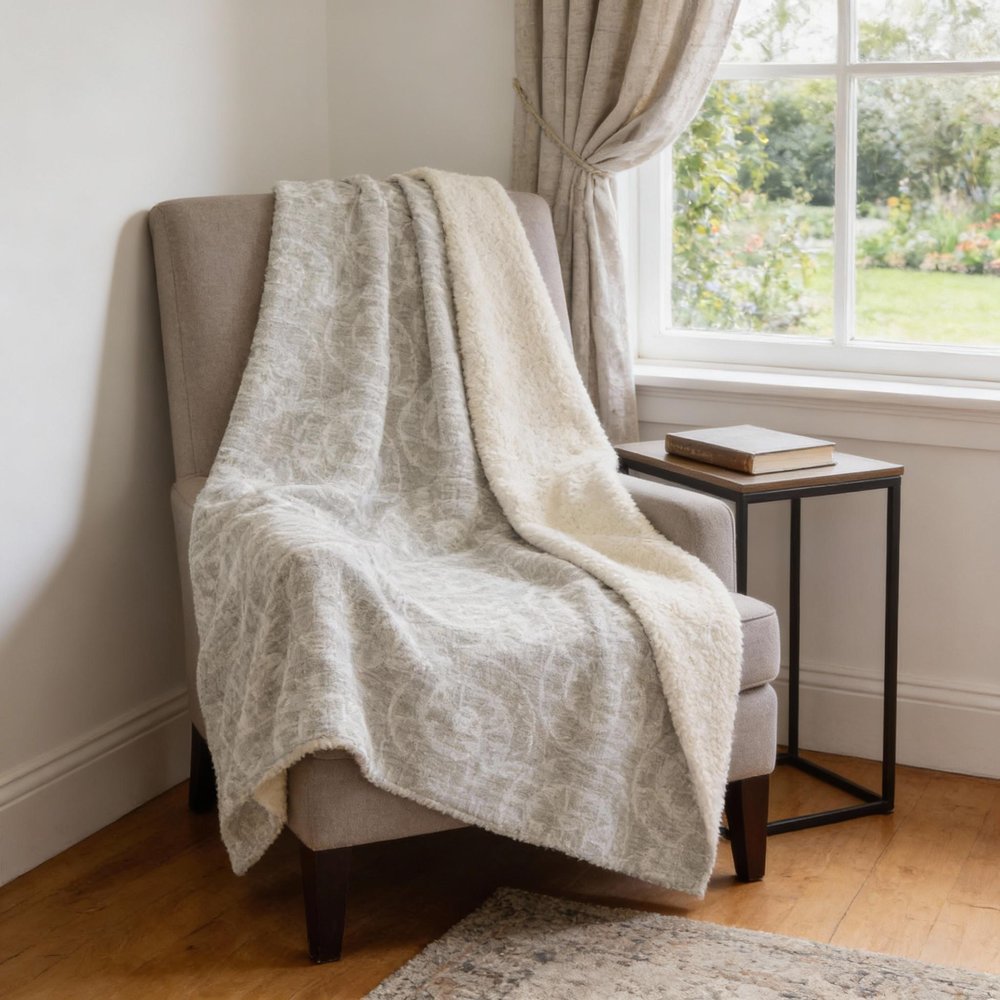 50" X 70" Beige And Ivory Microfiber Animal Print Plush Throw Blanket HomeRoots