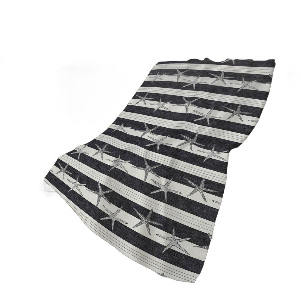 50" X 70" Midnight Ivory And Gray Animal Print Polyester Woven Plush Throw Blanket HomeRoots