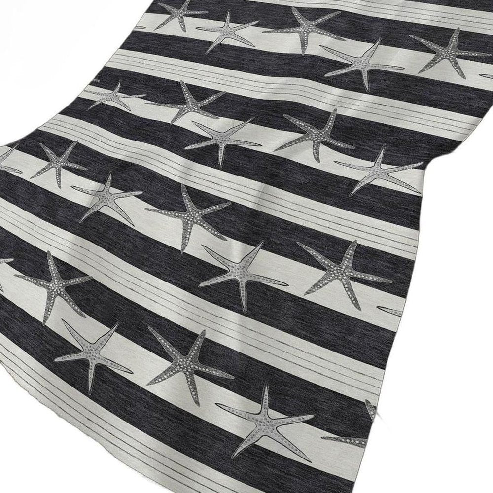 50" X 70" Midnight Ivory And Gray Animal Print Polyester Woven Plush Throw Blanket HomeRoots