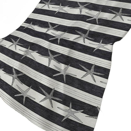 50" X 70" Midnight Ivory And Gray Animal Print Polyester Woven Plush Throw Blanket HomeRoots
