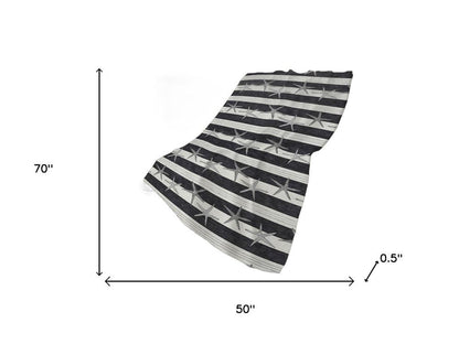 50" X 70" Midnight Ivory And Gray Animal Print Polyester Woven Plush Throw Blanket HomeRoots