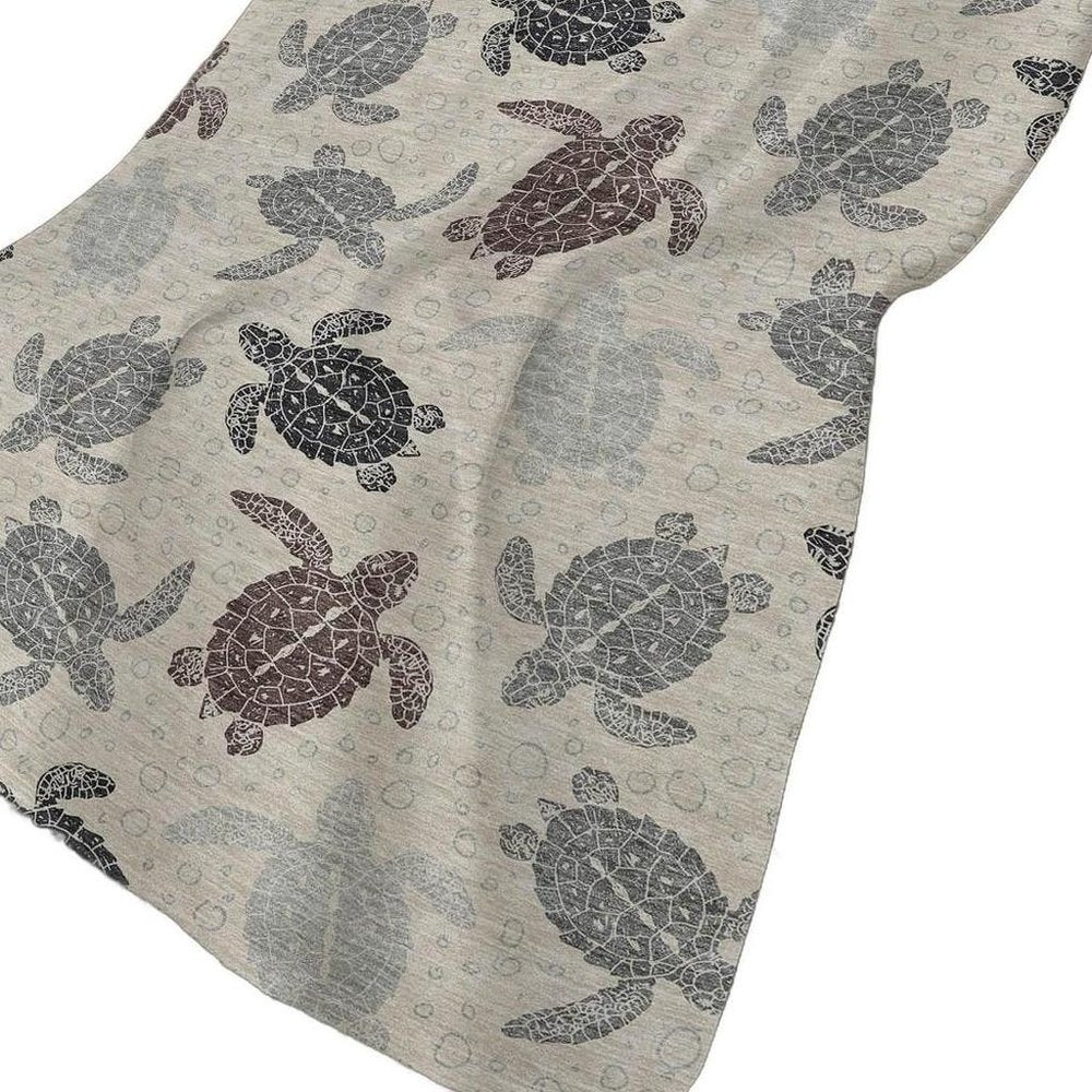50" X 70" Sand Beige And Gray Animal Print Polyester Woven Plush Throw Blanket HomeRoots