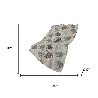 50" X 70" Sand Beige And Gray Animal Print Polyester Woven Plush Throw Blanket HomeRoots