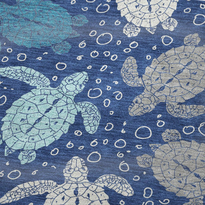 50" X 70" Blue Ivory And Teal Animal Print Polyester Woven Plush Throw Blanket HomeRoots