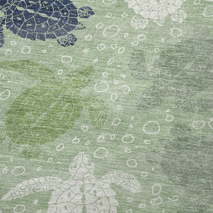 50" X 70" Green Blue And Ivory Animal Print Polyester Woven Plush Throw Blanket HomeRoots