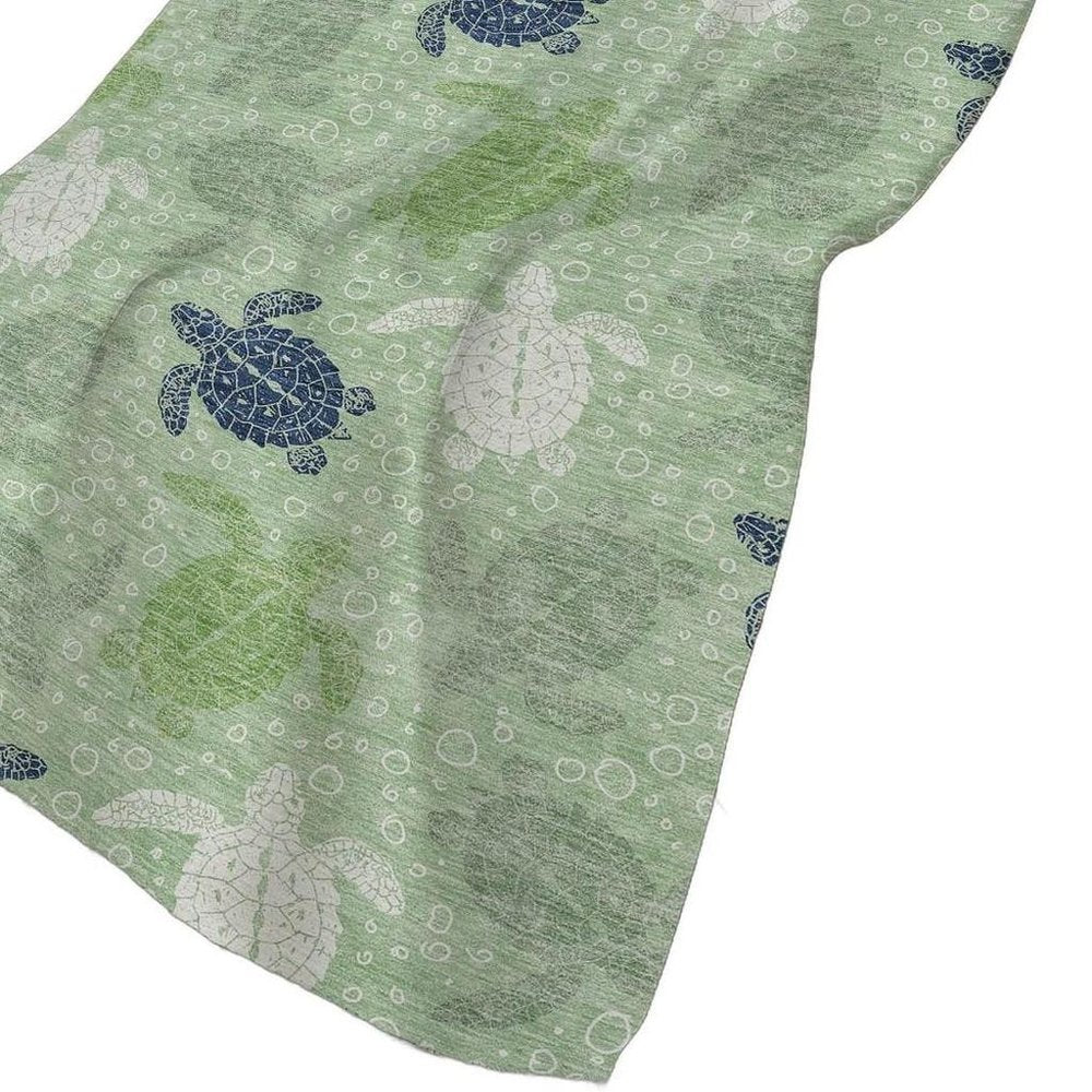 50" X 70" Green Blue And Ivory Animal Print Polyester Woven Plush Throw Blanket HomeRoots