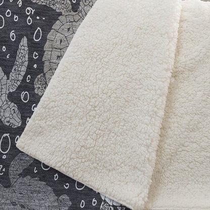 50" X 70" Midnight Gray And Ivory Animal Print Polyester Woven Plush Throw Blanket HomeRoots