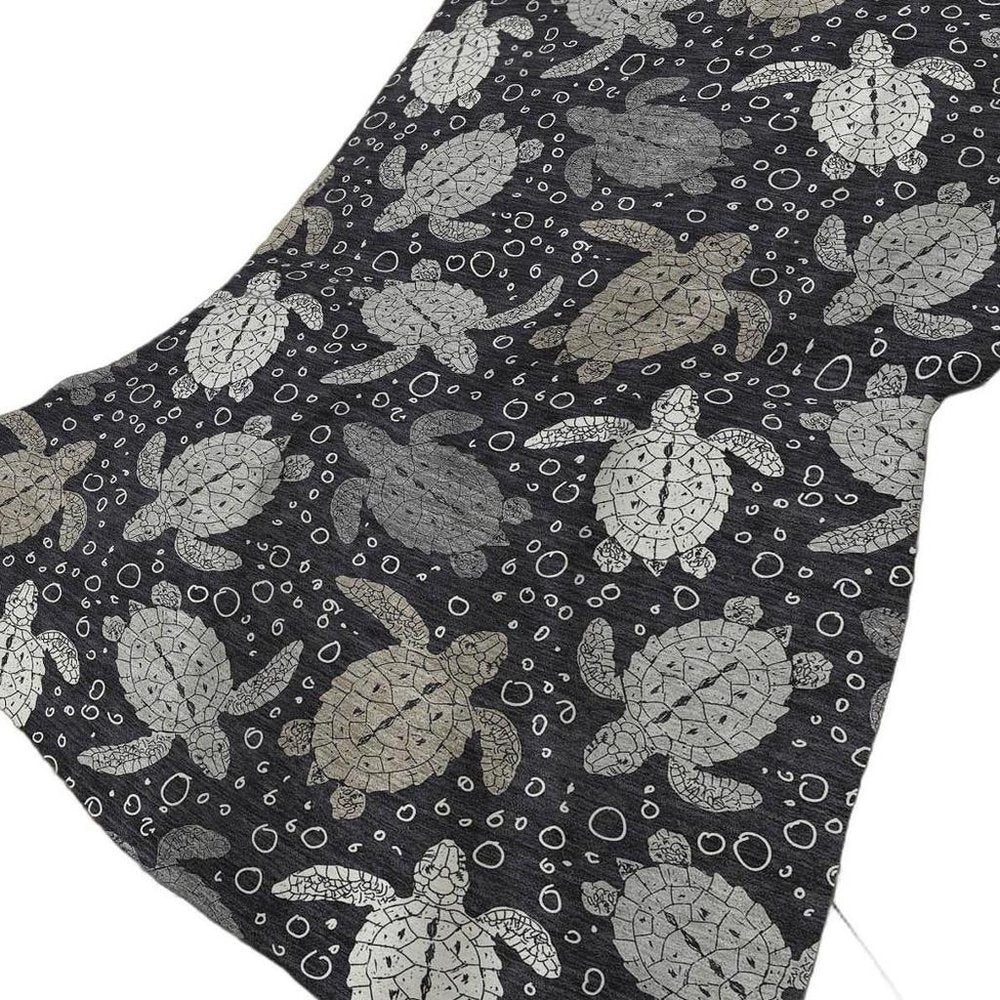 50" X 70" Midnight Gray And Ivory Animal Print Polyester Woven Plush Throw Blanket HomeRoots