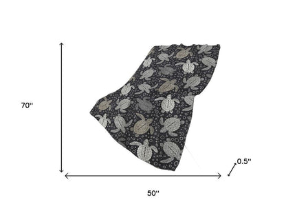 50" X 70" Midnight Gray And Ivory Animal Print Polyester Woven Plush Throw Blanket HomeRoots
