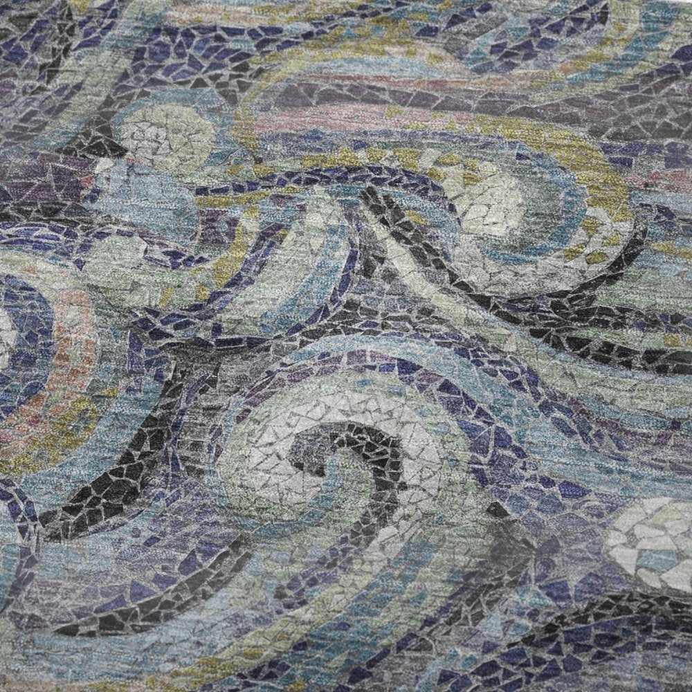 50" X 70" Steel Blue Light Pink And Beige Abstract Plush Throw Blanket HomeRoots