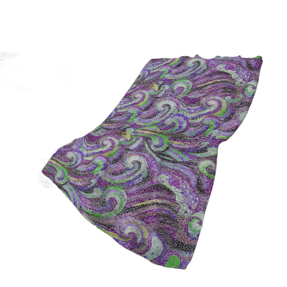 50" X 70" Purple Green And Ivory Abstract Plush Throw Blanket HomeRoots