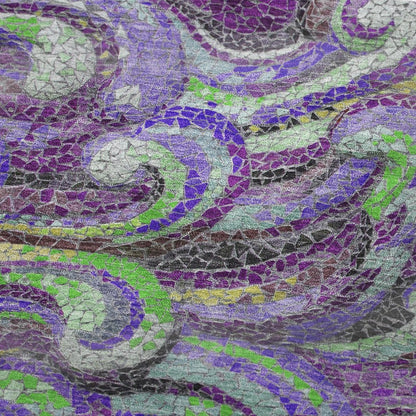50" X 70" Purple Green And Ivory Abstract Plush Throw Blanket HomeRoots