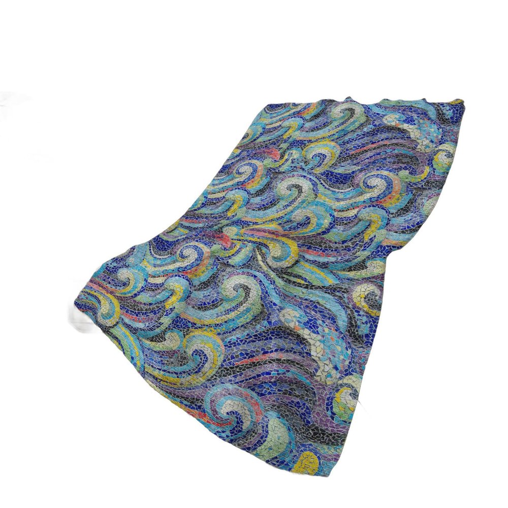 50" X 70" Blue Yellow And Ivory Abstract Plush Throw Blanket HomeRoots