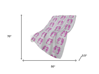 50" X 70" Pink And Silver Animal Print Plush Throw Blanket HomeRoots