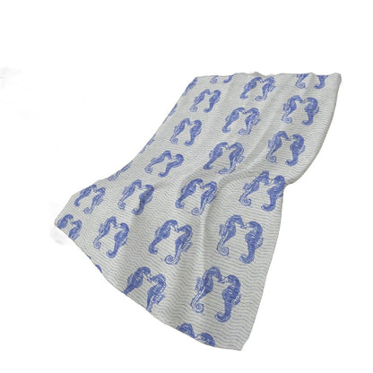 50" X 70" Blue And Ivory Animal Print Plush Throw Blanket HomeRoots