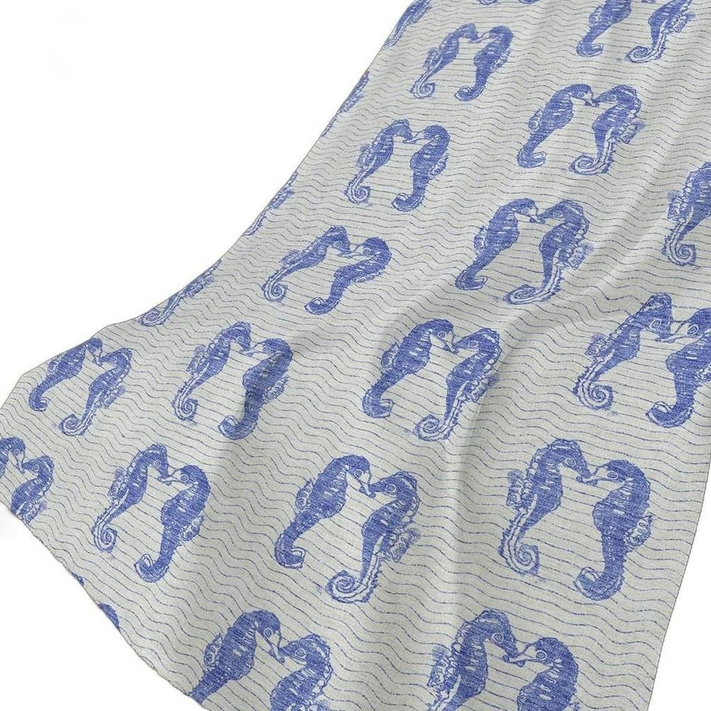 50" X 70" Blue And Ivory Animal Print Plush Throw Blanket HomeRoots